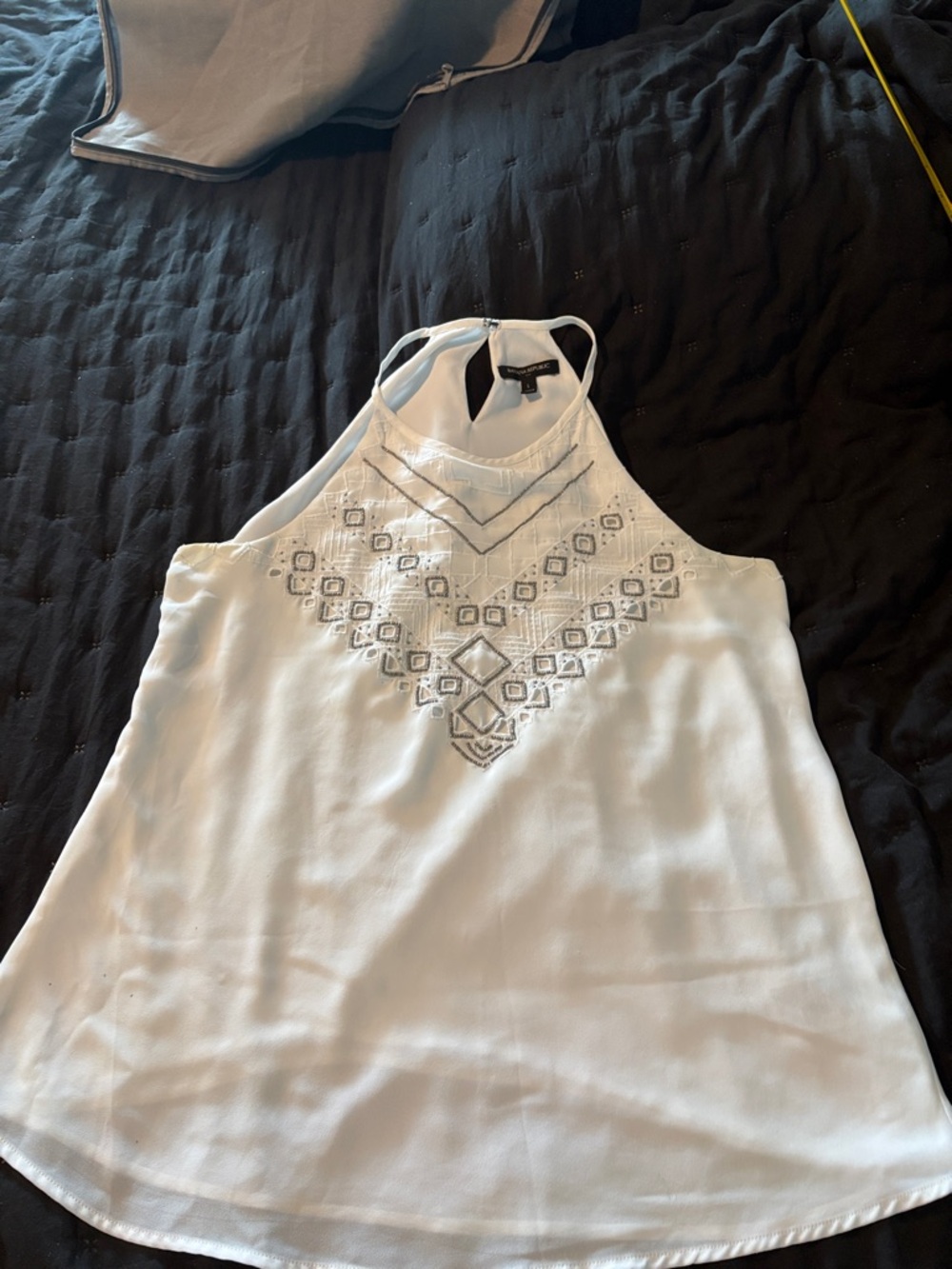 Banana Republic White Embroidered Halter Camisole